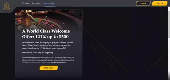 Bonuses at 21 Casino