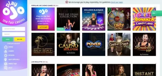 Play Ojo Casino live