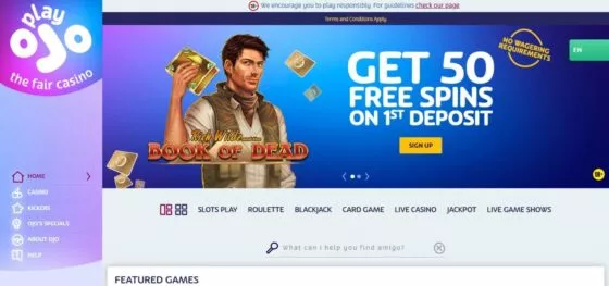 Official website of the Play Ojo Casino