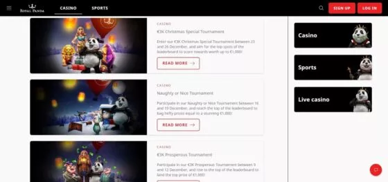 Bonuses Royal Panda Casino