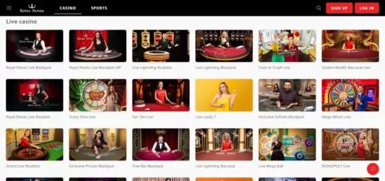 Royal Panda Casino live