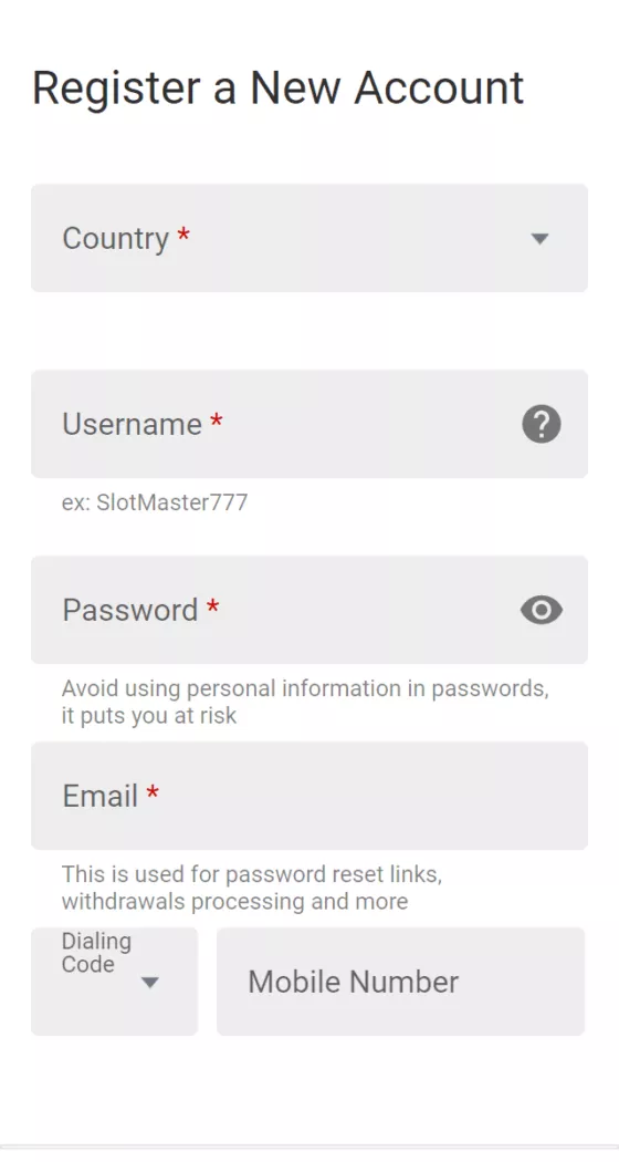 Ruby Fortune Casino registration