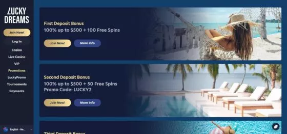 Bonuses Lucky Dreams Casino