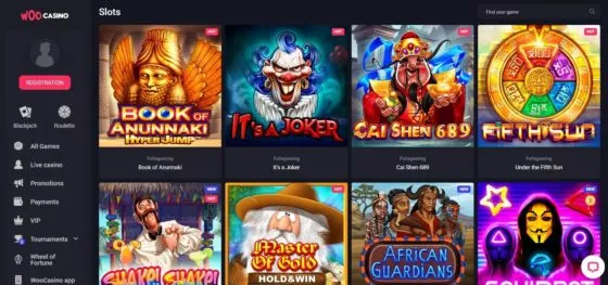 Woo Casino slot machines