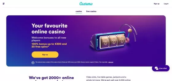 Official website of the Casumo Casino