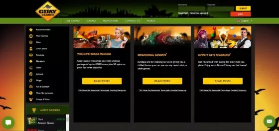 Bonuses Gday Casino