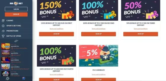 Bonuses Mr Bet Casino