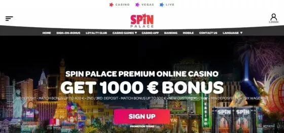 Official website of the Spin Palace Casino