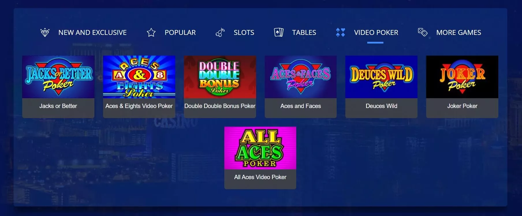 All Slots casino video poker
