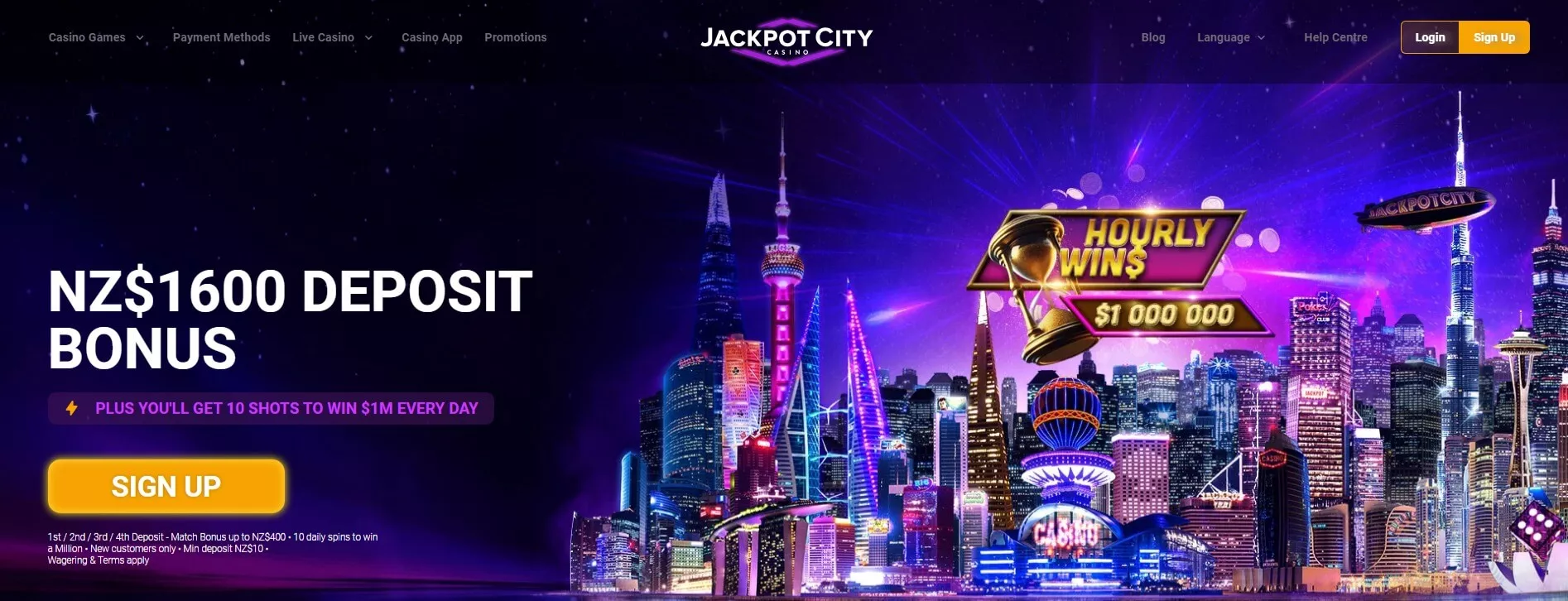 Jackpot City welcome deposit bonus