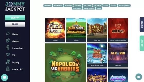 Jonny Jackpot Casino slot machines