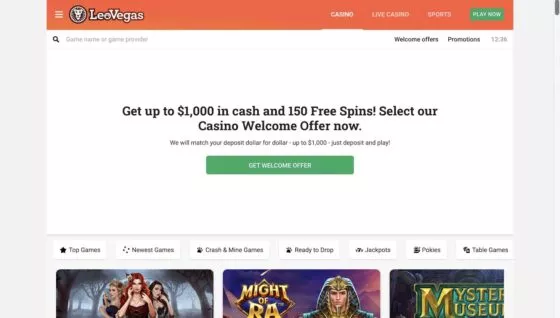 Official website of the Leovegas Casino