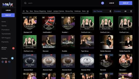 Mirax Casino live