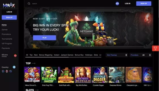 Official website of the Mirax Casino