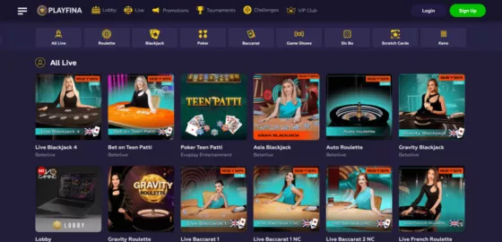 Playfina Casino live