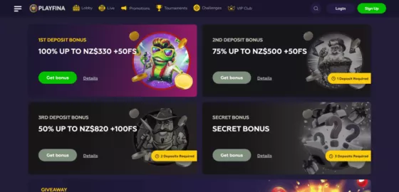 Bonuses at Playfina Casino