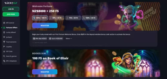 Bonuses LuckyElf Casino